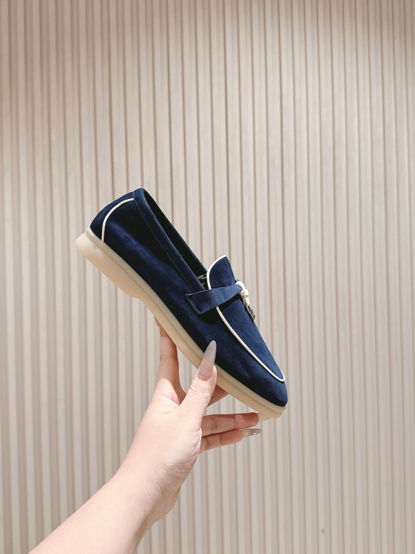LP LOAFERS 25S IN MIDNIGHT BLUE SUEDE WITH SILVER HARDWARE - 35