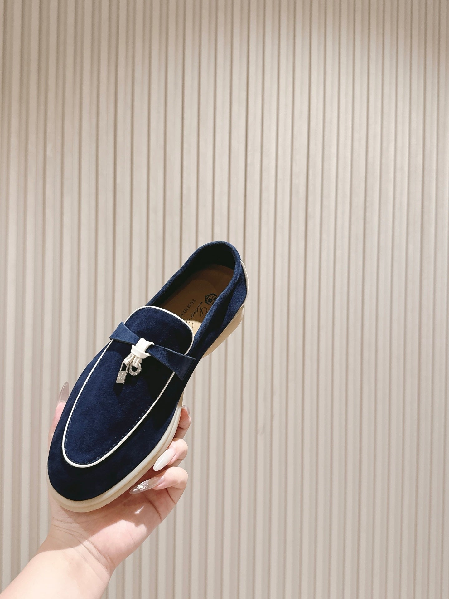 LP LOAFERS 25S IN MIDNIGHT BLUE SUEDE WITH SILVER HARDWARE - 35