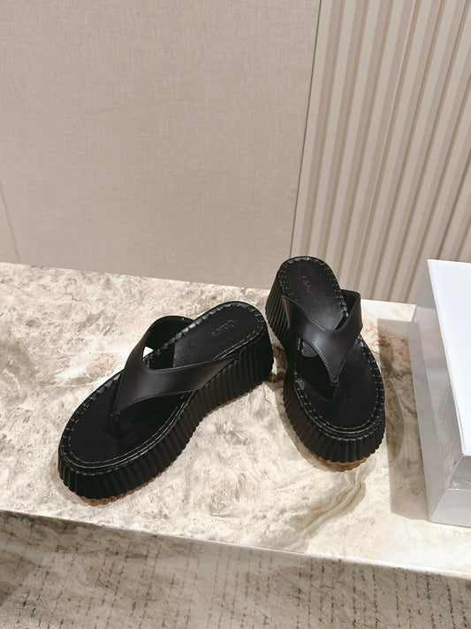 ШКІРЯНІ В'ЄТНАМКИ CHLOÉ 26S НА ПЛАТФОРМІ, ЧОРНІ