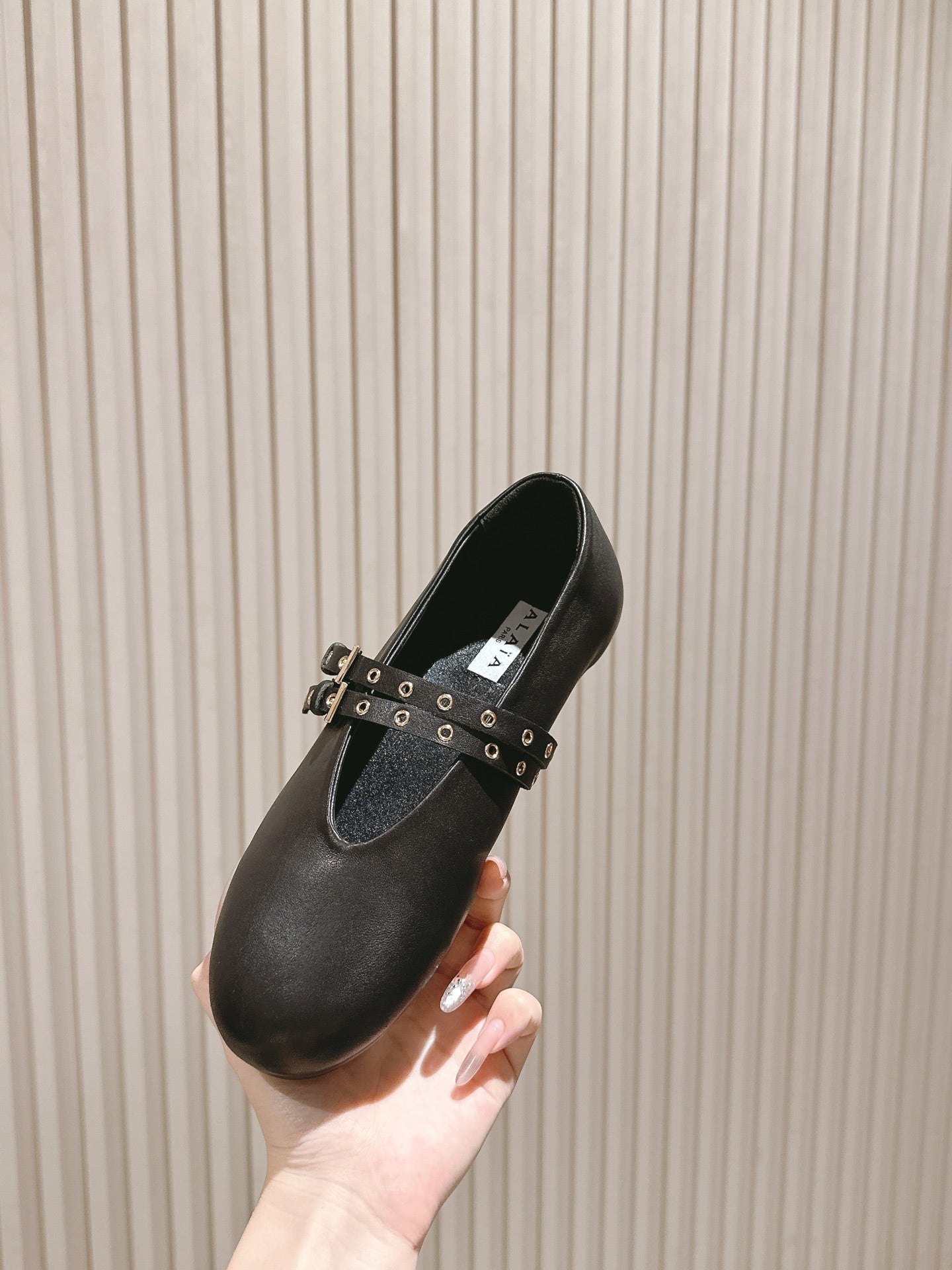 ALAIA MARY JANE 25S IN BLACK LAMBSKIN WITH SILVER HARDWARE - 35