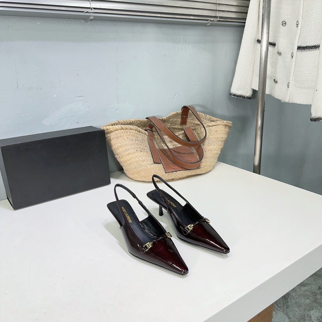 SL CARINE SLINGBACKS PUMP 60 WINE CALFSKIN - 35