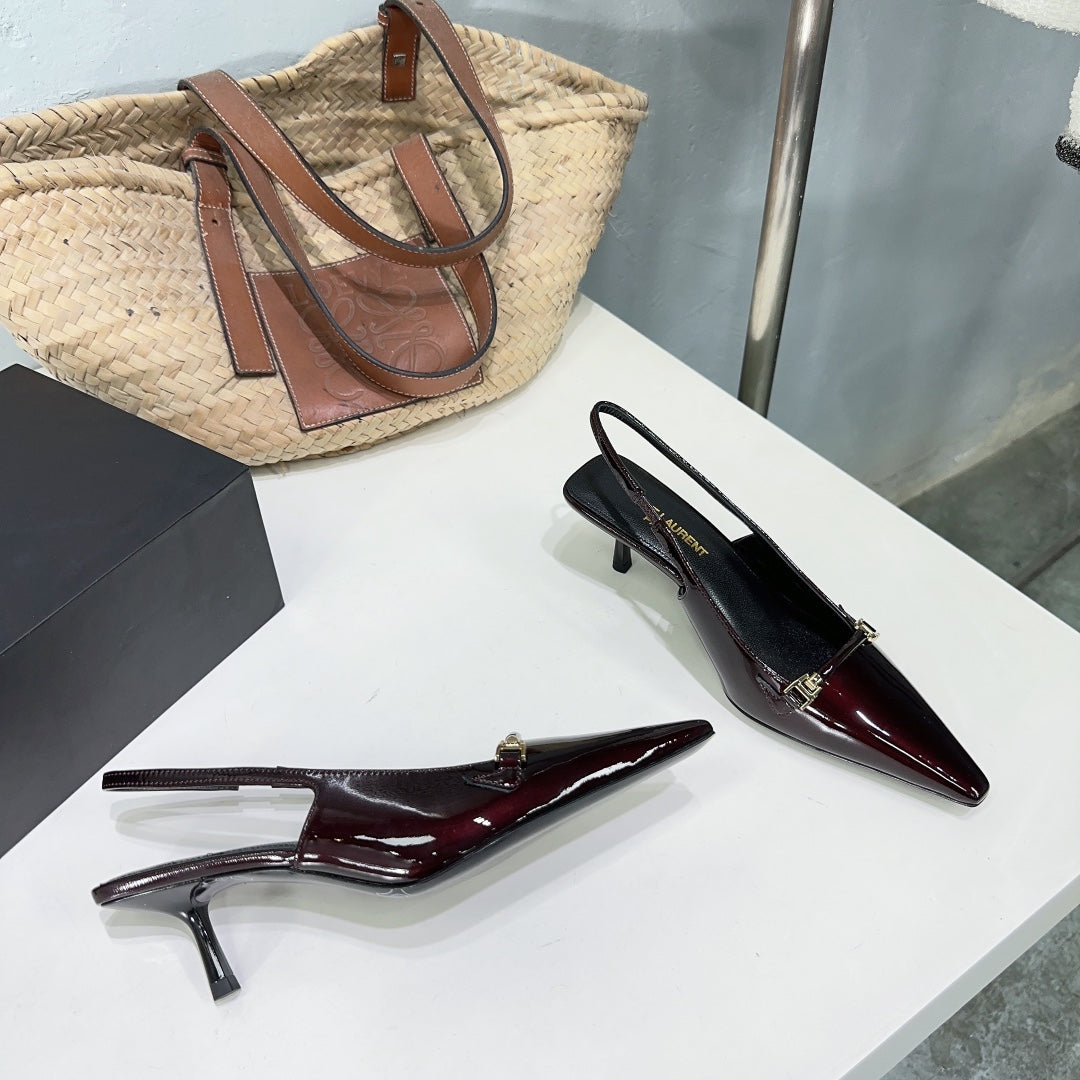 SL CARINE SLINGBACKS PUMP 60 WINE CALFSKIN - 35