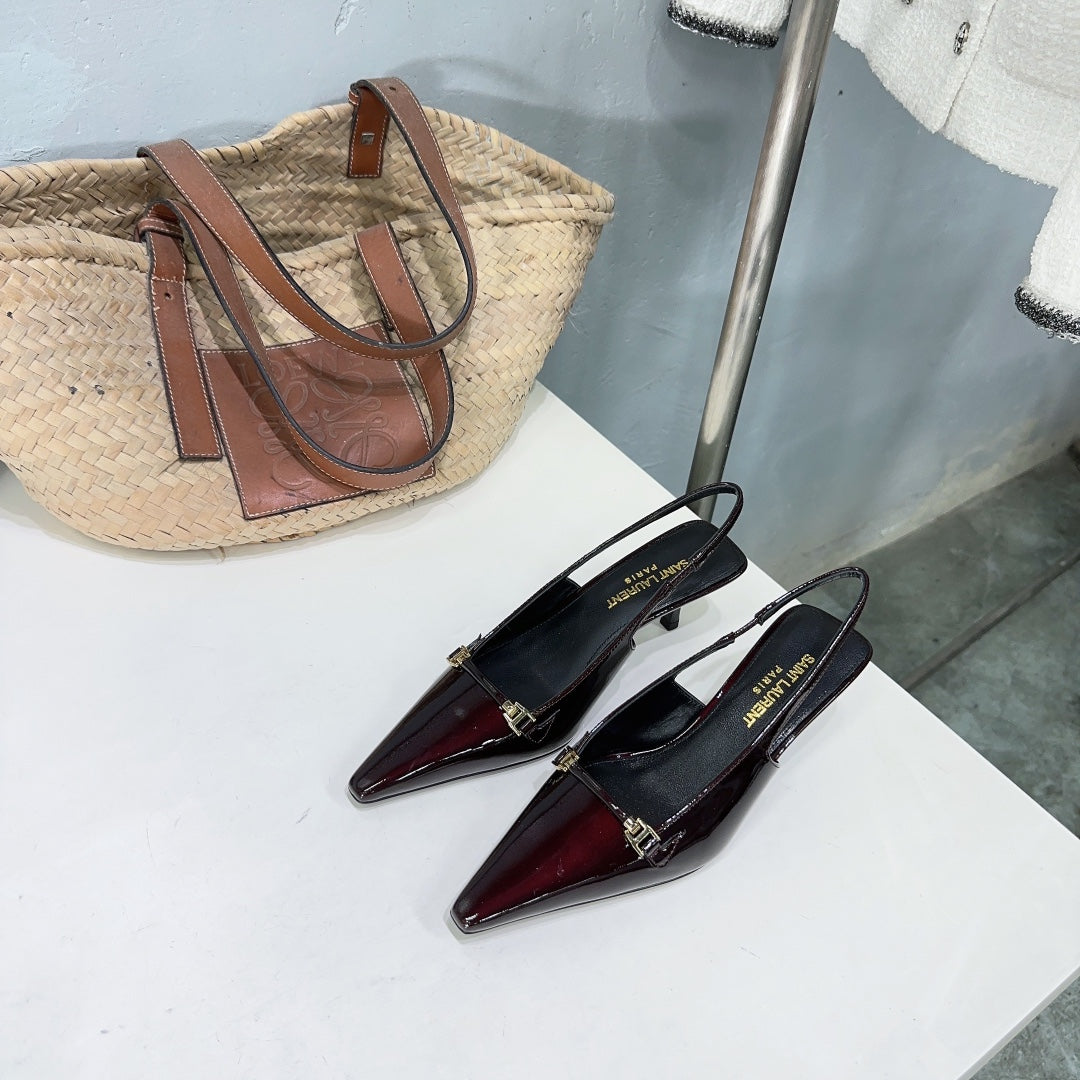 SL CARINE SLINGBACKS PUMP 60 WINE CALFSKIN - 35