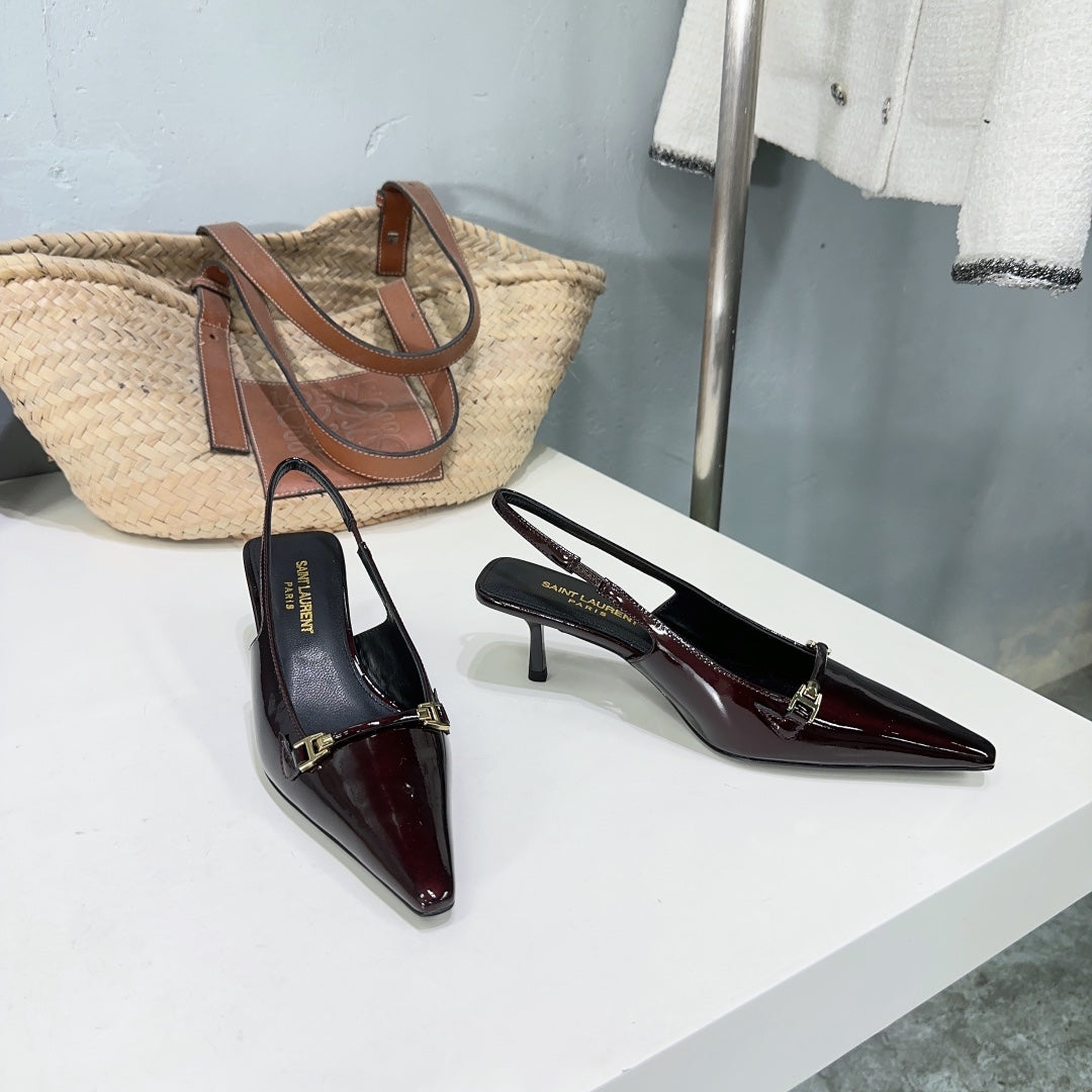 SL CARINE SLINGBACKS PUMP 60 WINE CALFSKIN - 35