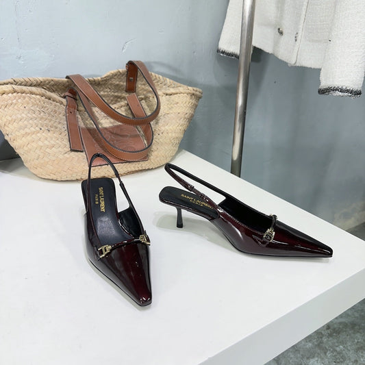 SL CARINE SLINGBACKS PUMP 60 WINE CALFSKIN - 35