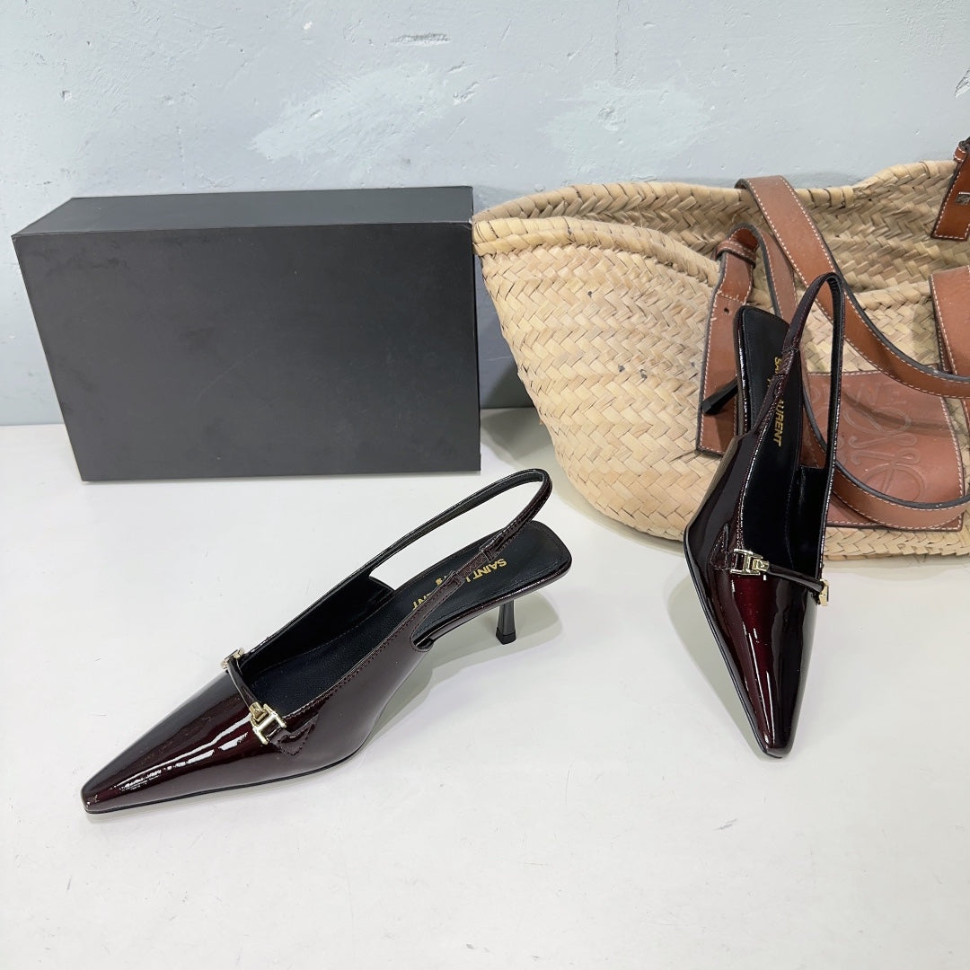 SL CARINE SLINGBACKS PUMP 60 WINE CALFSKIN - 35