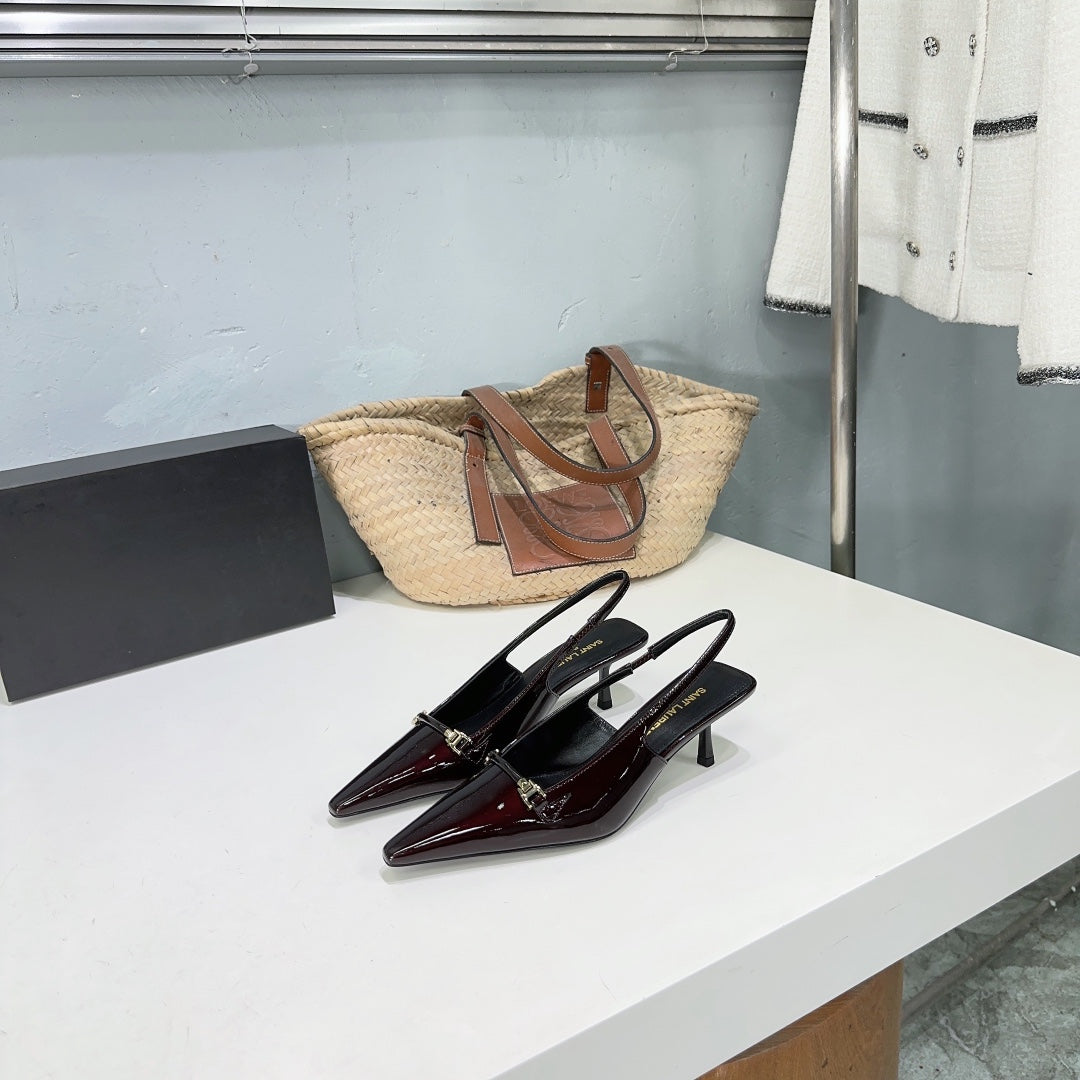 SL CARINE SLINGBACKS PUMP 60 WINE CALFSKIN - 35
