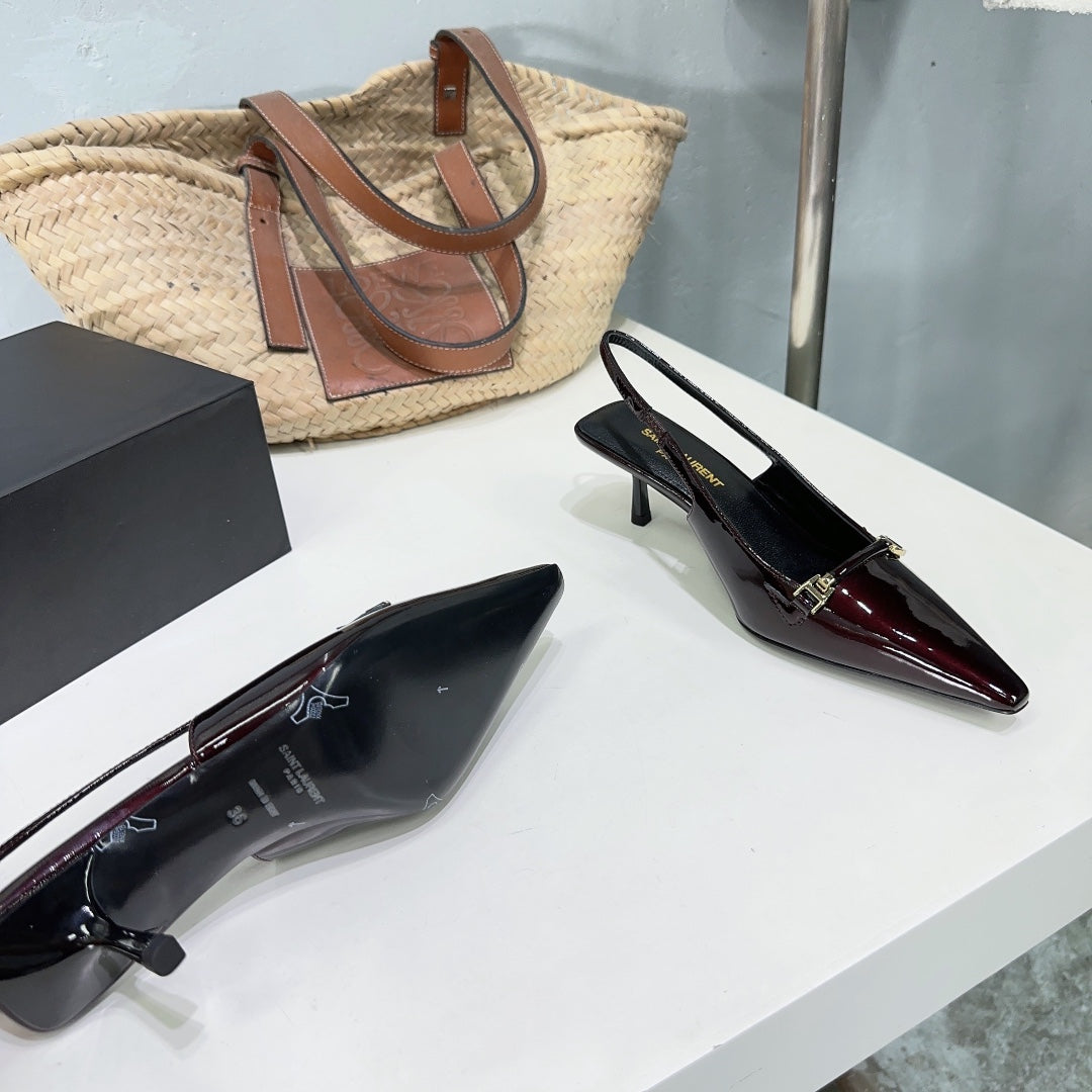 SL CARINE SLINGBACKS PUMP 60 WINE CALFSKIN - 35