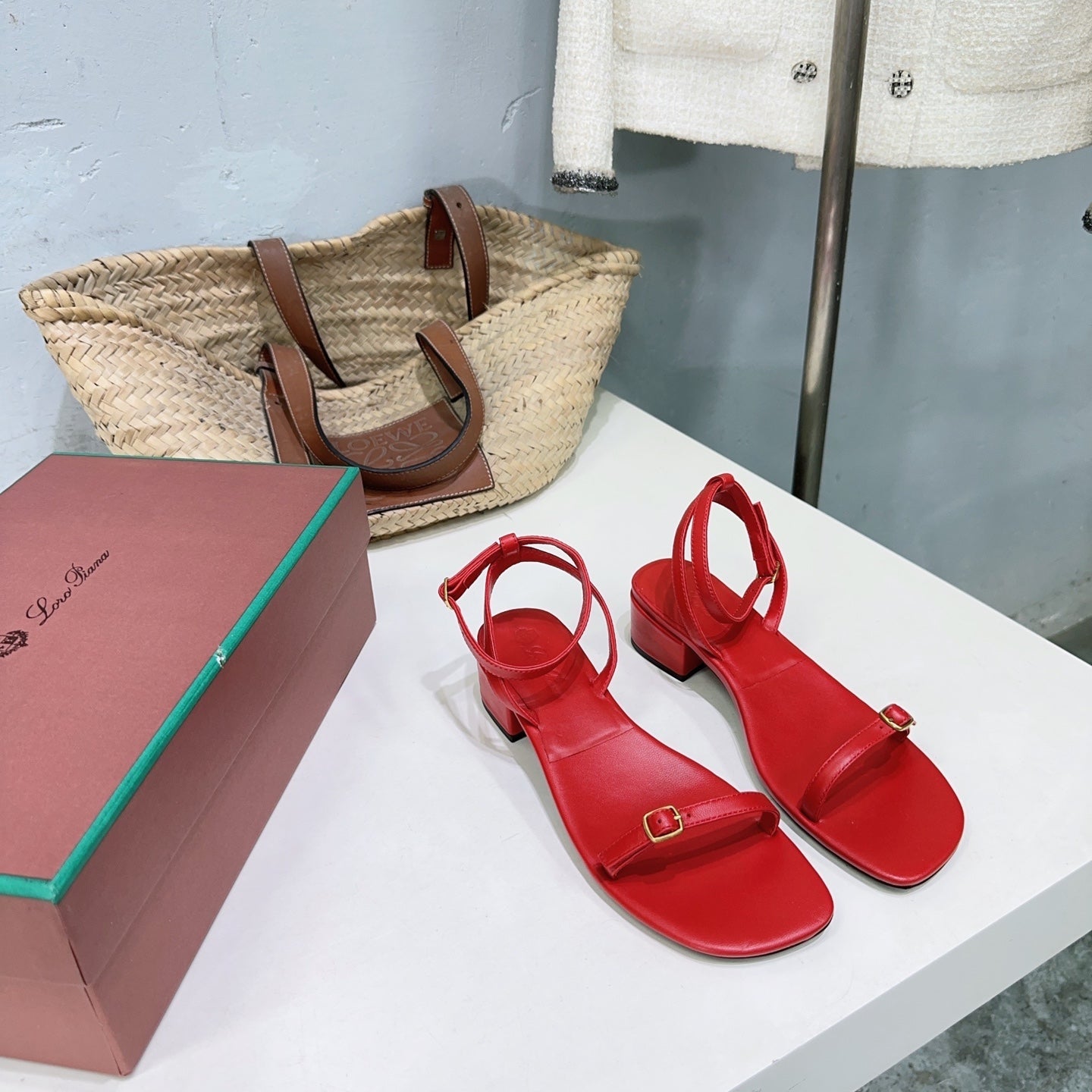 LP MINDIL SANDAL 25 IN RED LAMBSKIN - 35