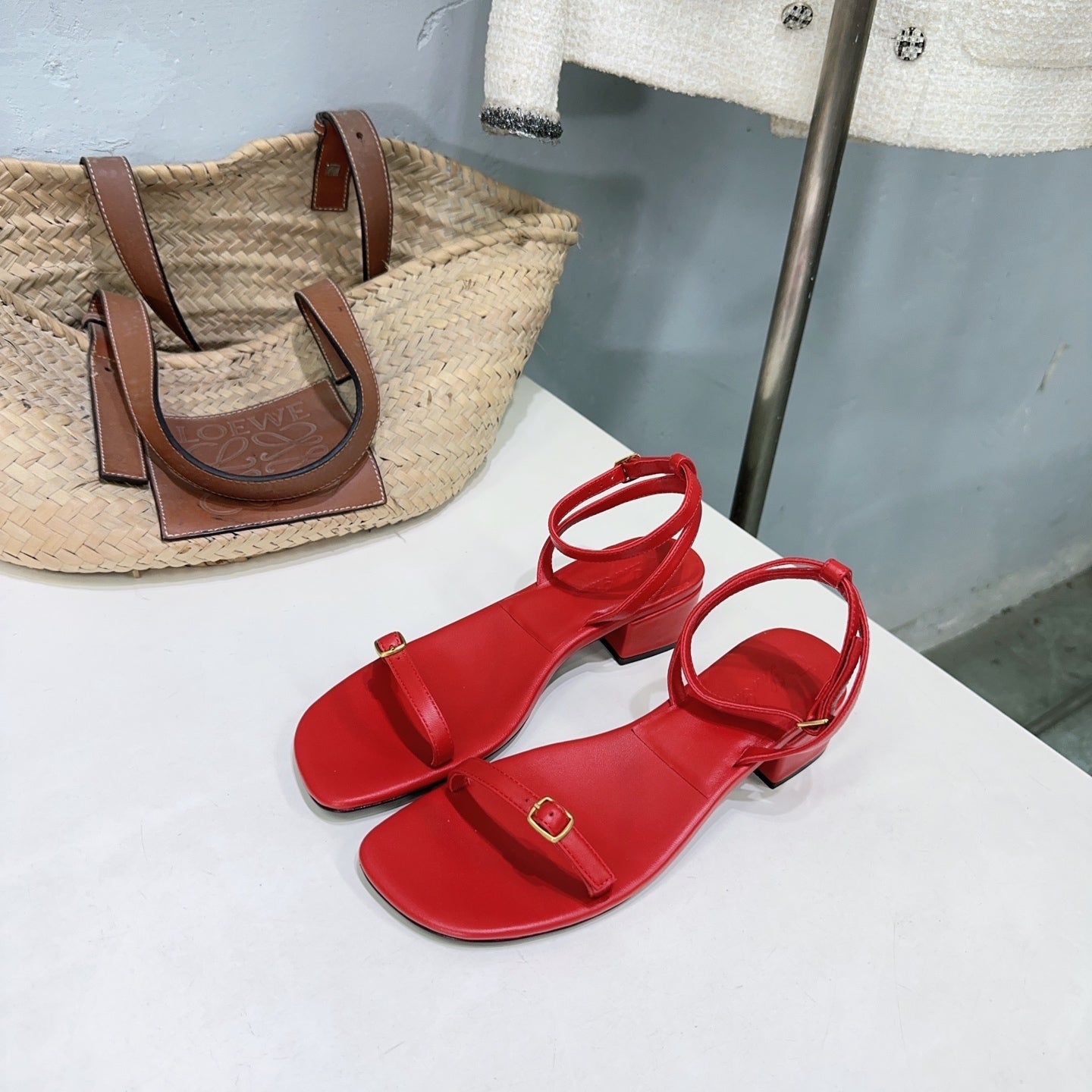 LP MINDIL SANDAL 25 IN RED LAMBSKIN - 35