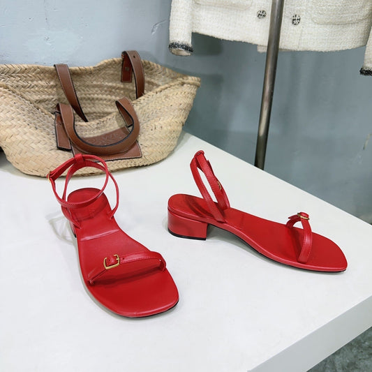 LP MINDIL SANDAL 25 IN RED LAMBSKIN - 35