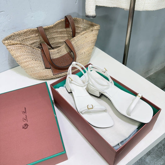 LP MINDIL SANDAL 25 IN WHITE LAMBSKIN - 35
