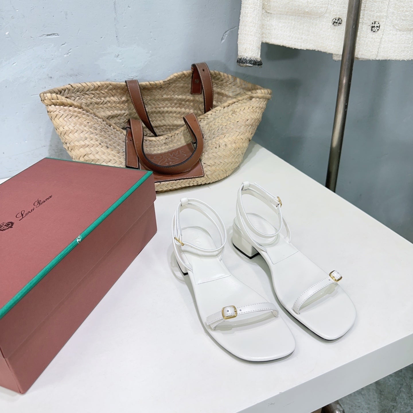LP MINDIL SANDAL 25 IN WHITE LAMBSKIN - 35