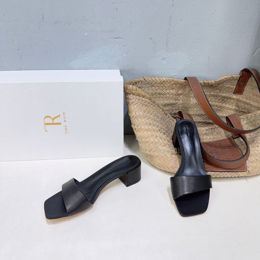 БОСОНІЖКИ THE ROW 26S SQUARE TOE З КВАДРАТНИМ НОСКОМ НА ПЛАТФОРМІ 45 ММ ЧОРНОЇ ТЕЛЯЧОЇ ШКІРИ