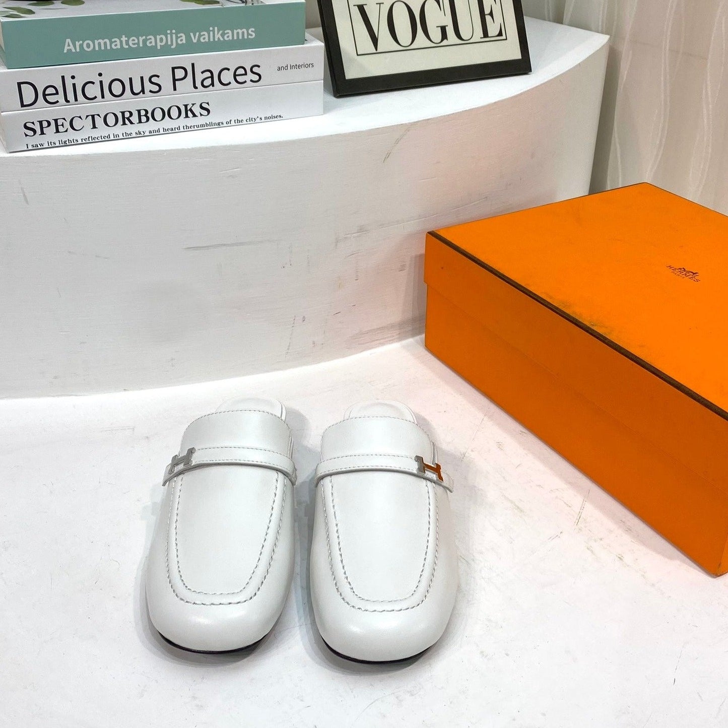IENA MULE WHITE CALFSKIN - 35