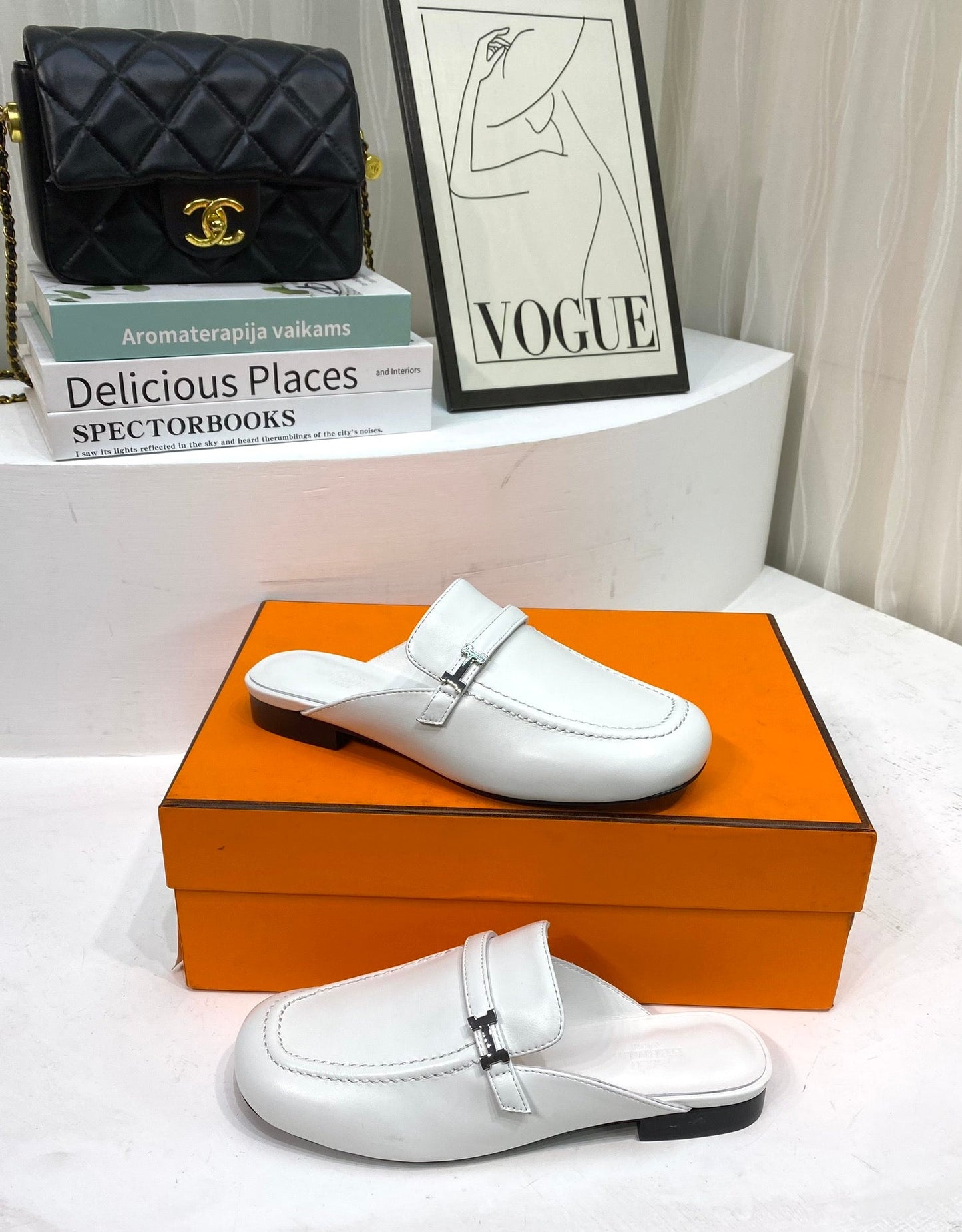 IENA MULE WHITE CALFSKIN - 35