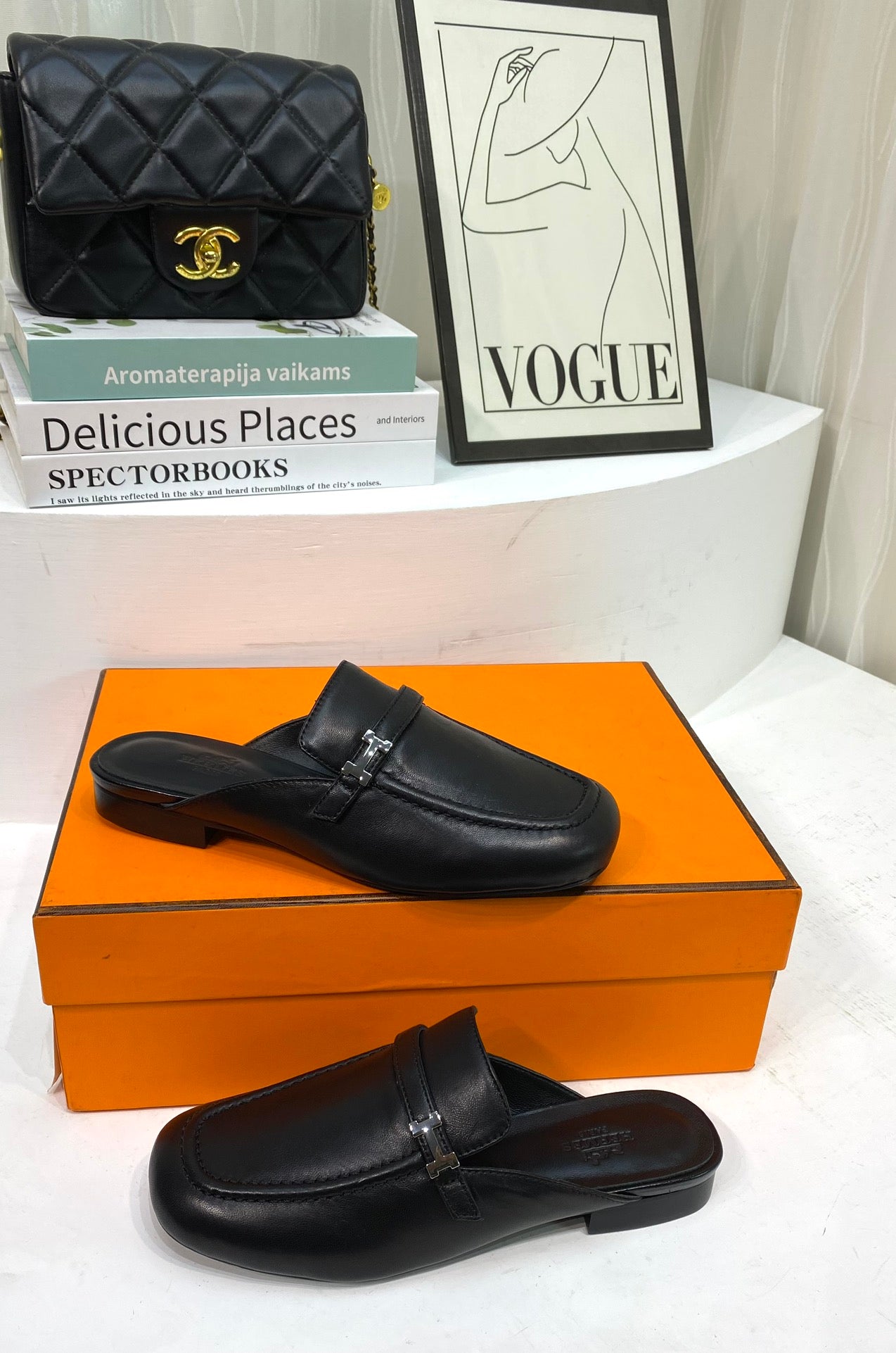 IENA MULE BLACK CALFSKIN - 35