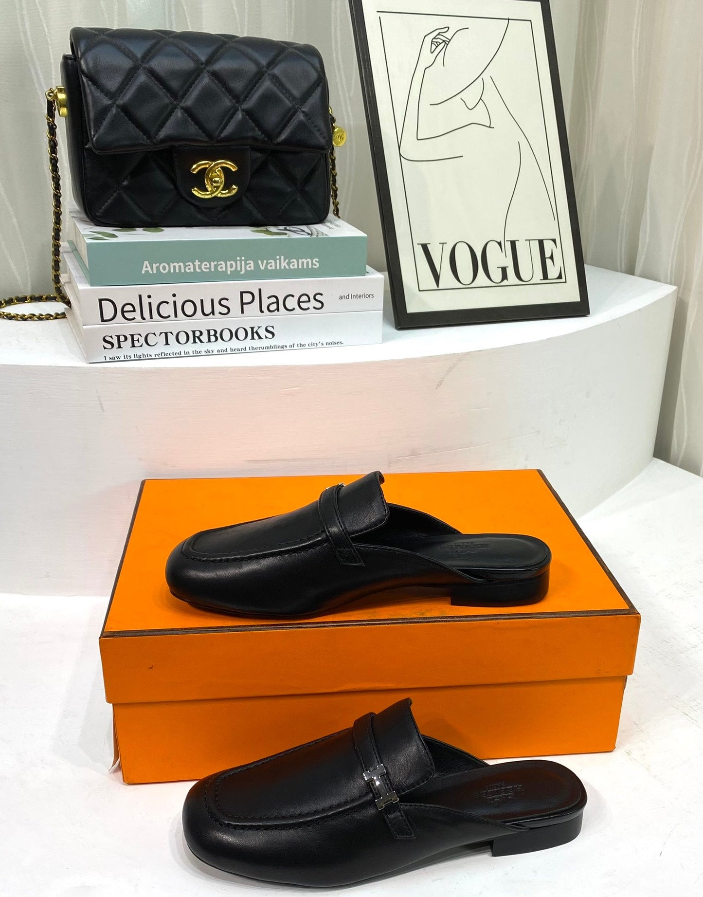 IENA MULE BLACK CALFSKIN - 35