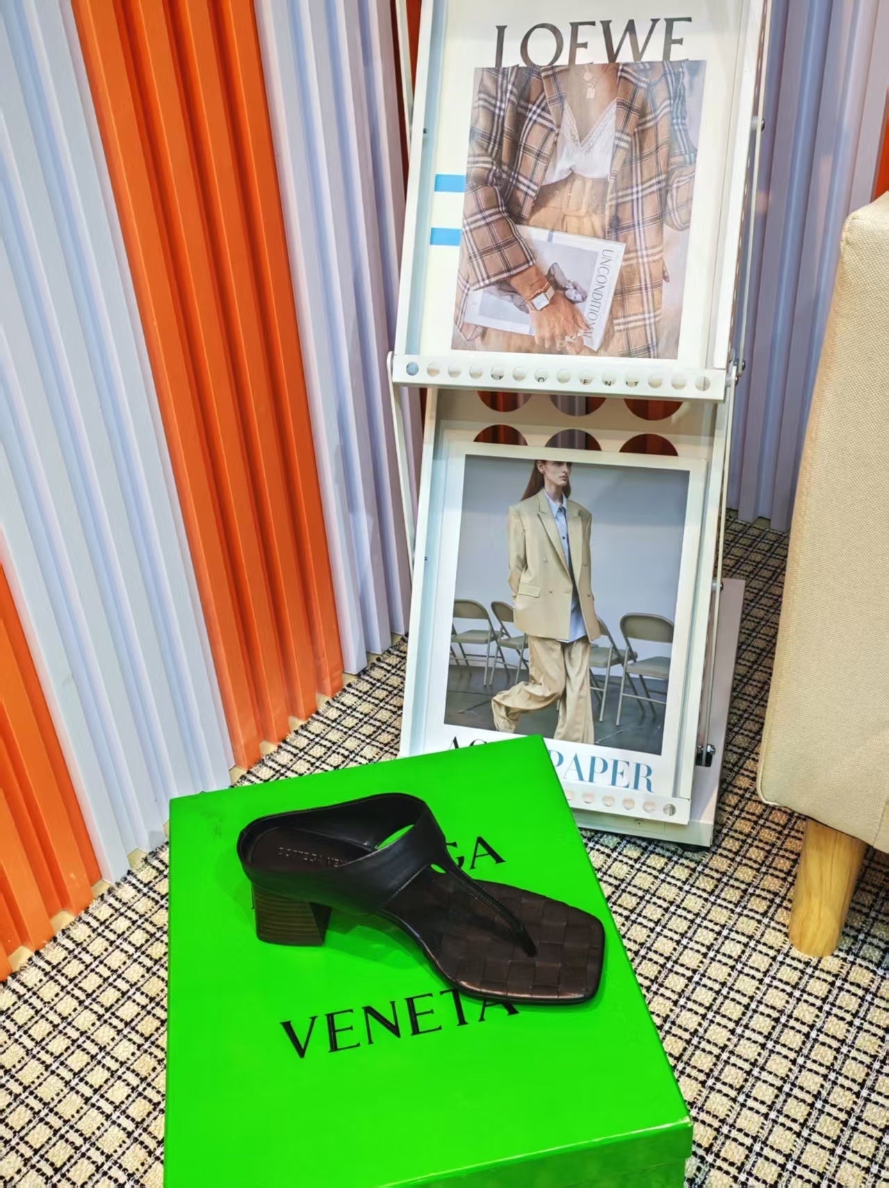 MARELLA THONG IN BLACK CALFSKIN WITH SIGNATURE INTRECCIATO INSOLE - 35