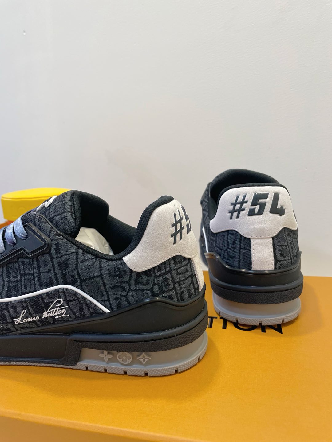 TRAINER SNEAKER IN BLACK MONOGRAM DENIM FABRIC - 35