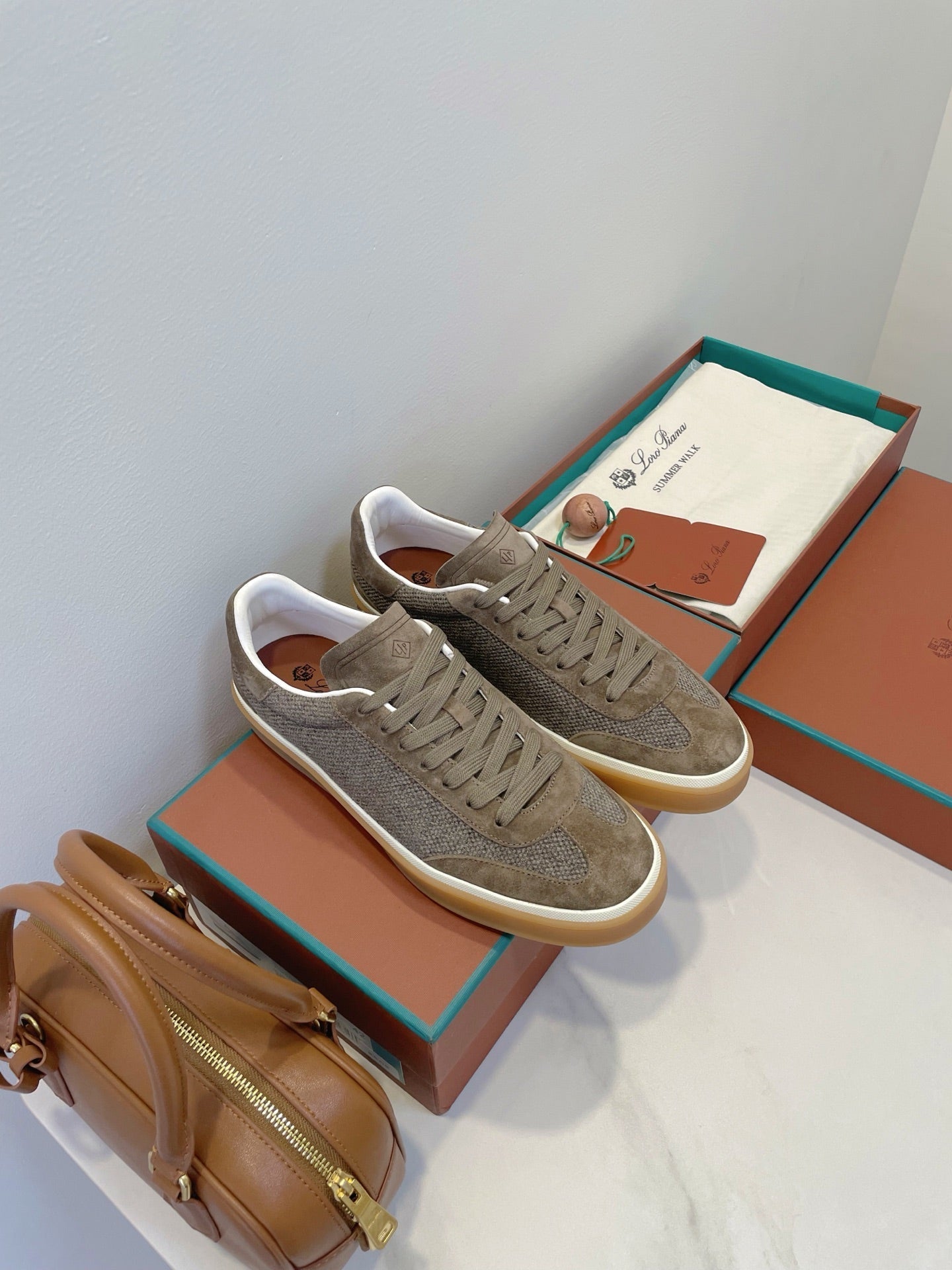 SNEAKERS IN MOSS SUEDE WITH CANVAS - 35