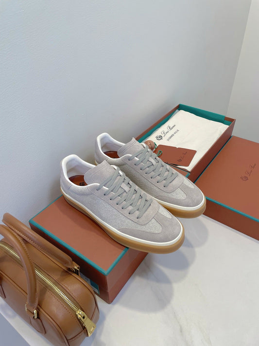 SNEAKERS IN METAL GREY SUEDE WITH CANVAS - 35