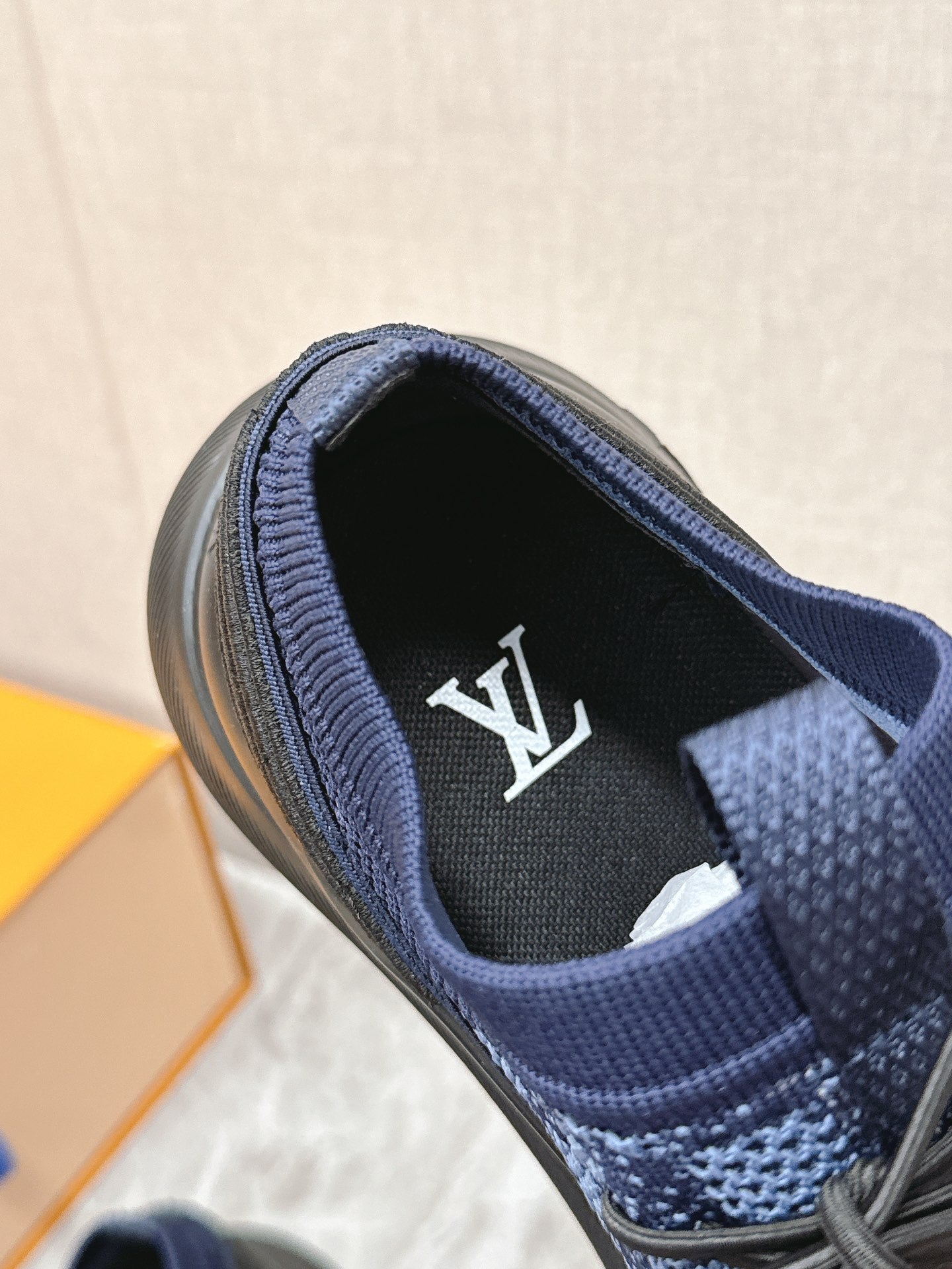 SNEAKERS IN MIDNIGHT BLUE DAMIER ELASTIC FABRIC - 39