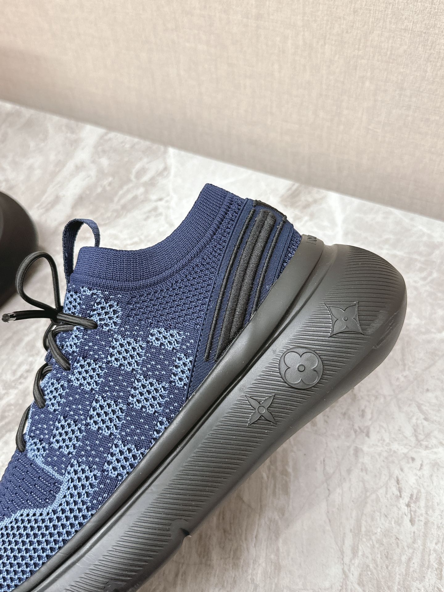 SNEAKERS IN MIDNIGHT BLUE DAMIER ELASTIC FABRIC - 39