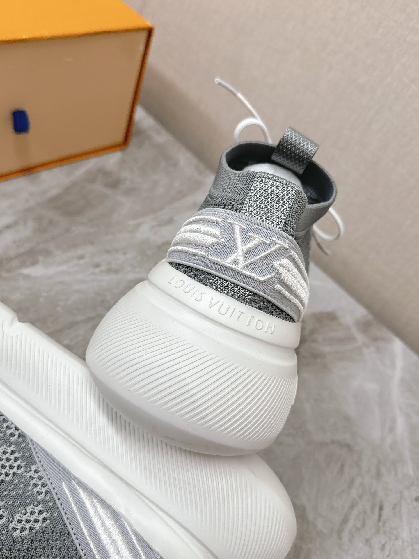 SNEAKERS IN DOVE GRAY DAMIER ELASTIC FABRIC - 39