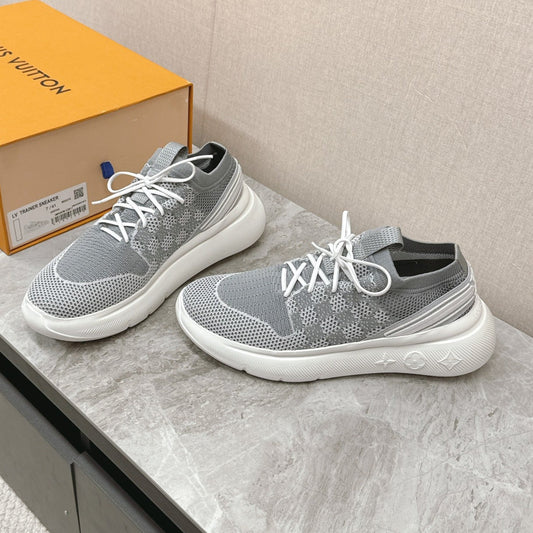 SNEAKERS IN DOVE GRAY DAMIER ELASTIC FABRIC - 39