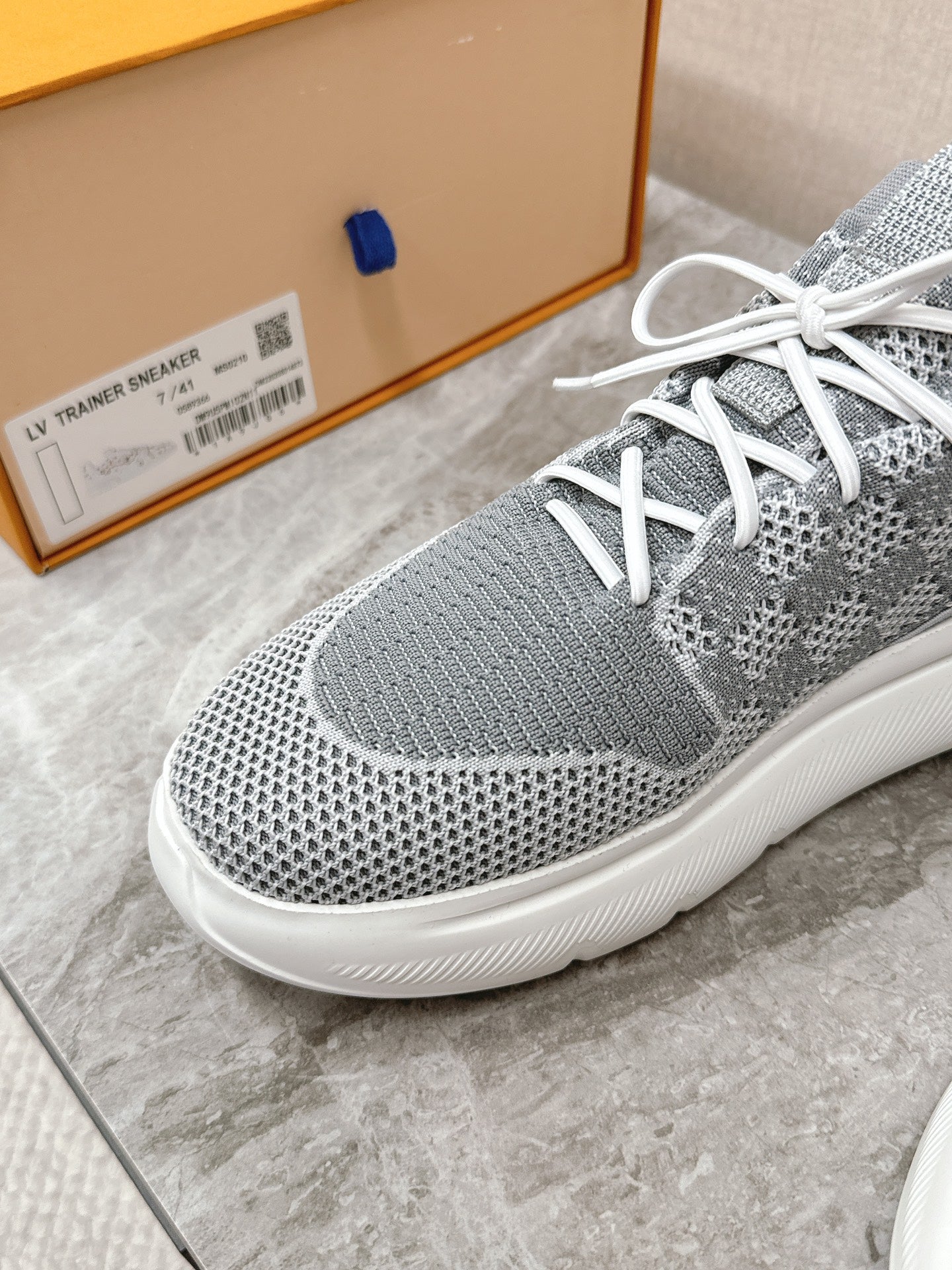 SNEAKERS IN DOVE GRAY DAMIER ELASTIC FABRIC - 39
