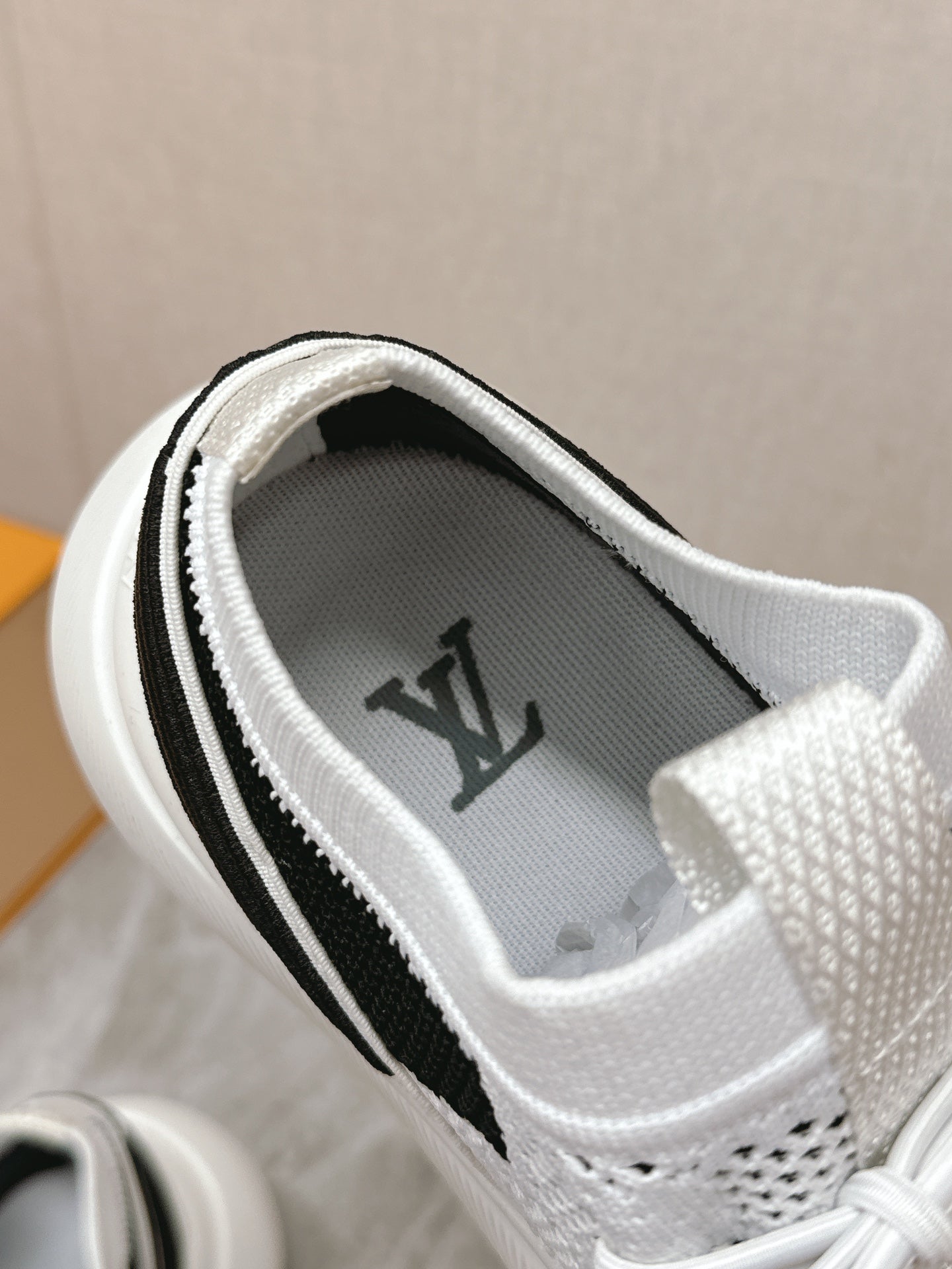 SNEAKERS IN WHITE DAMIER ELASTIC FABRIC - 39
