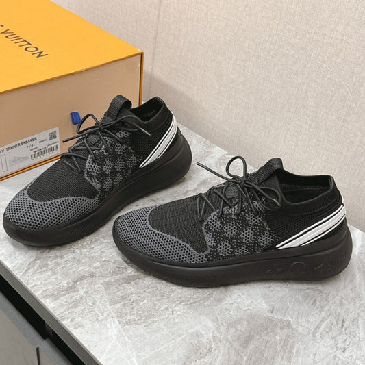SNEAKERS IN BLACK DAMIER ELASTIC FABRIC - 39