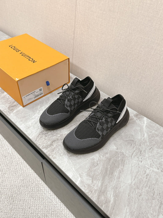 SNEAKERS IN BLACK DAMIER ELASTIC FABRIC - 39