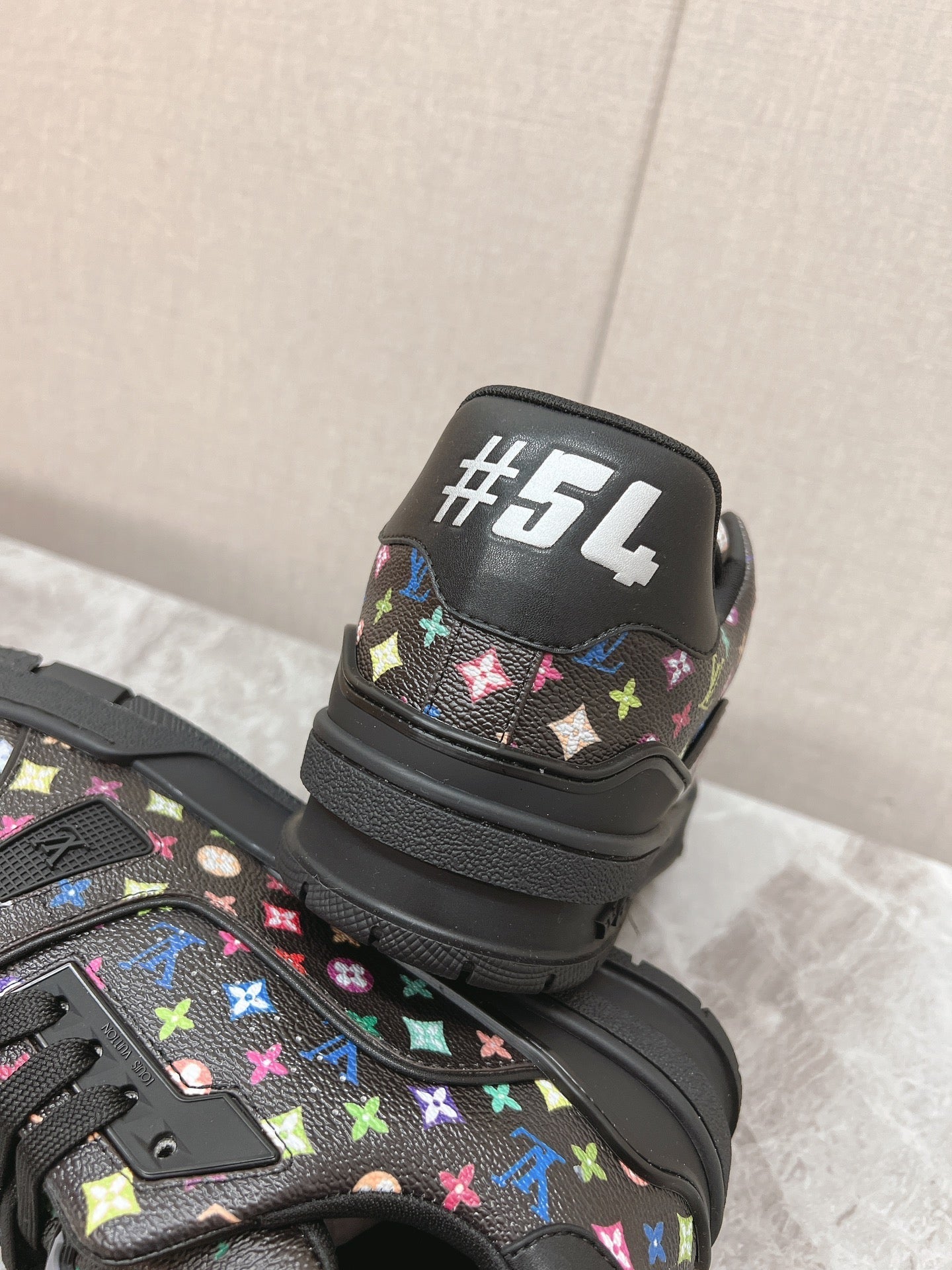 TRAINER SNEAKER IN BLACK MIX COLORFUL CALFSKIN - 35