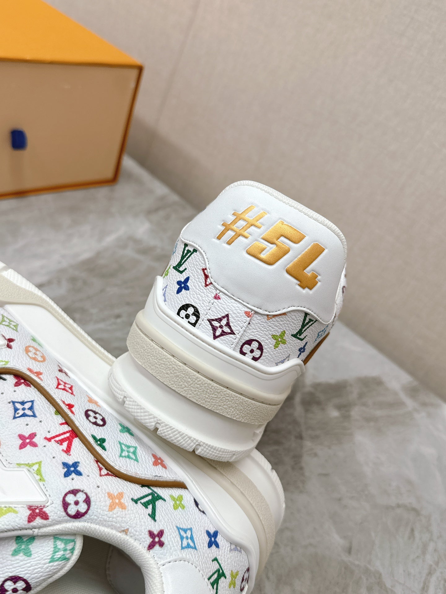 TRAINER SNEAKER IN WHITE MIX COLORFUL CALFSKIN - 35