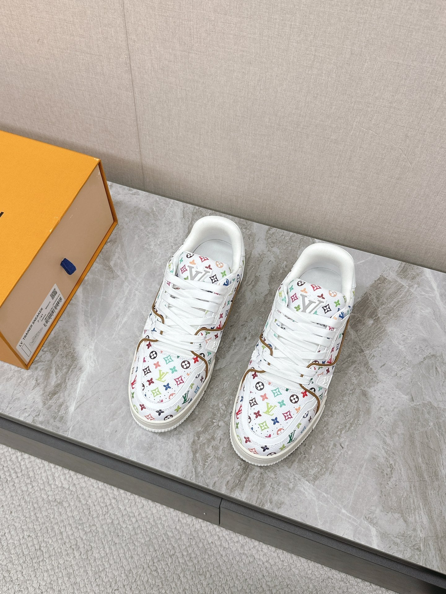 TRAINER SNEAKER IN WHITE MIX COLORFUL CALFSKIN - 35