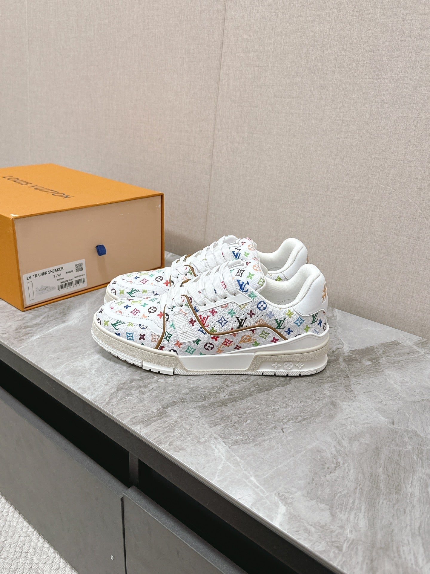 TRAINER SNEAKER IN WHITE MIX COLORFUL CALFSKIN - 35