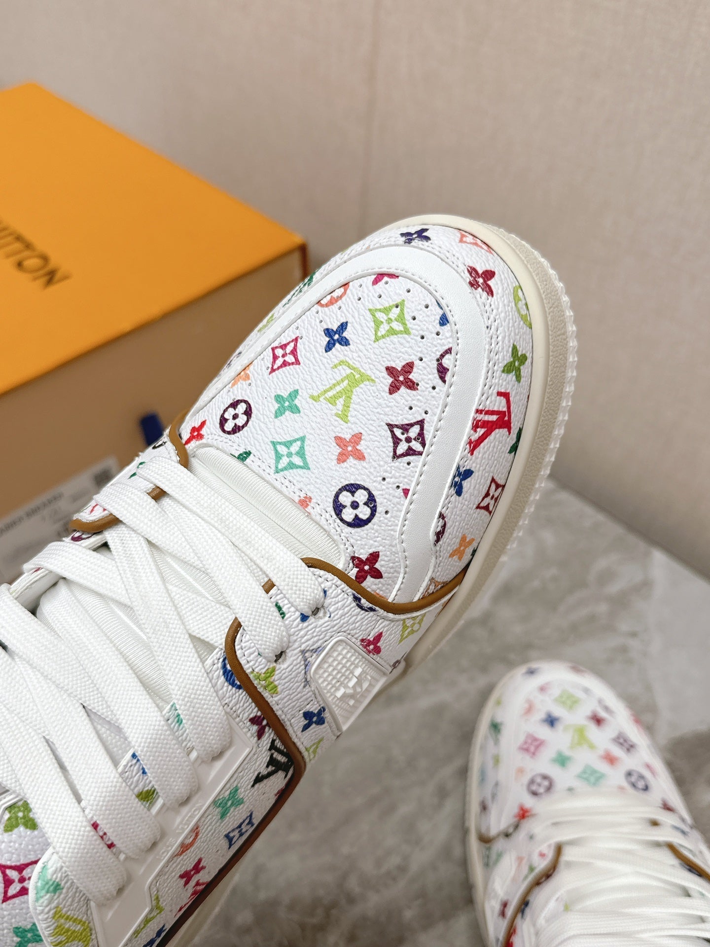 TRAINER SNEAKER IN WHITE MIX COLORFUL CALFSKIN - 35