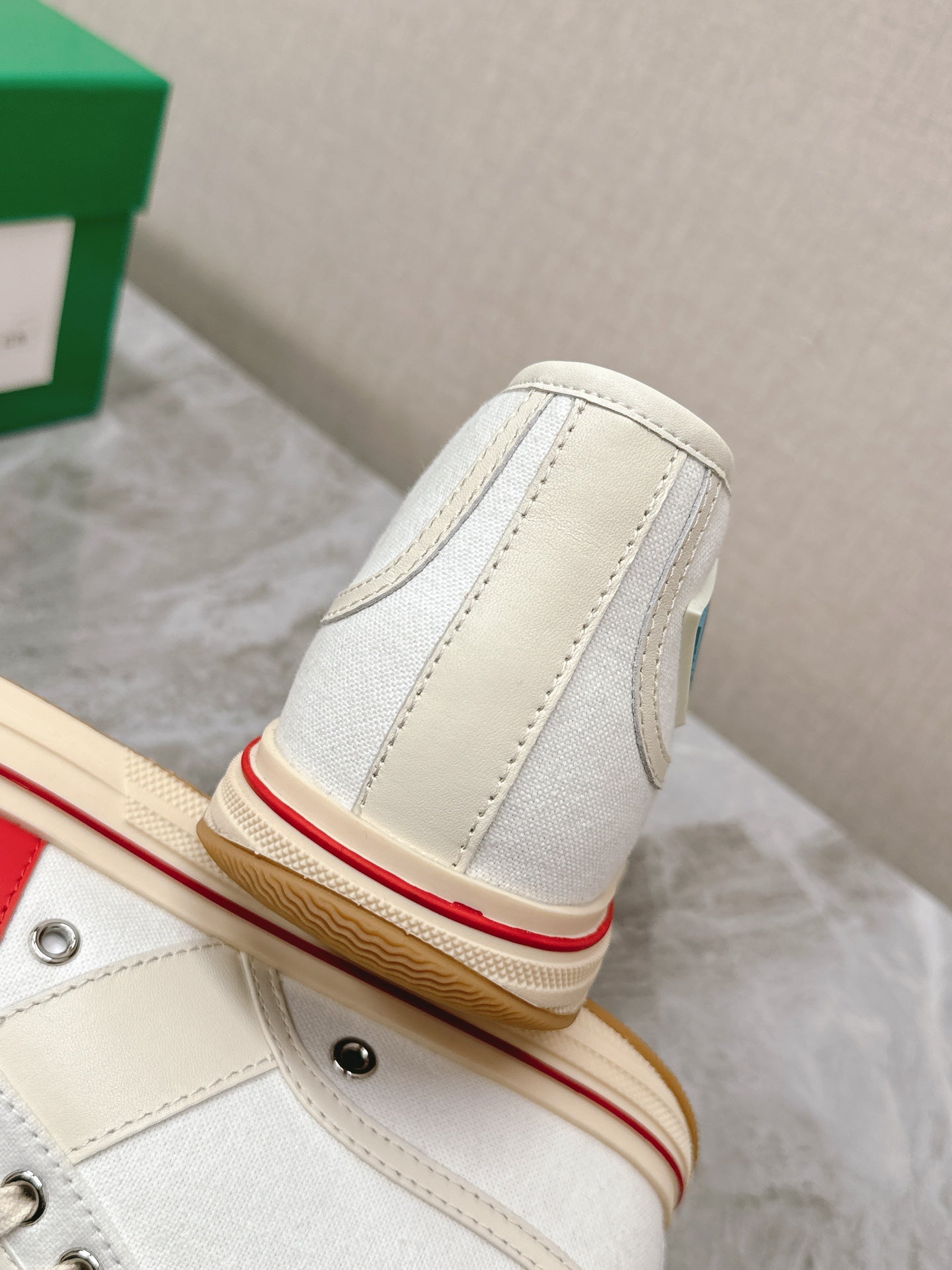 ELIOT SNEAKER IN WHITE MIX CHERRY RED CANVAS AND CALFSKIN - 35