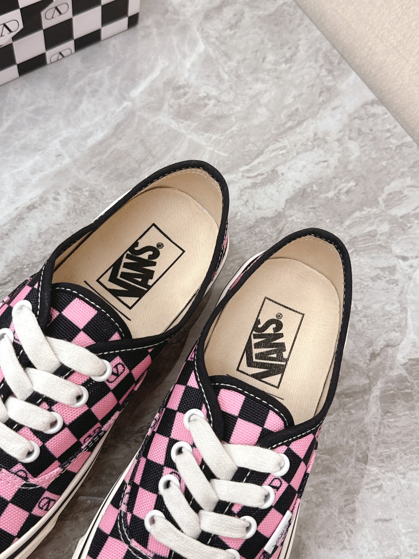 VALENTINO 25S GARAVANI X VANS SNEAKERS IN PINK MIX BLACK CANVAS - 35