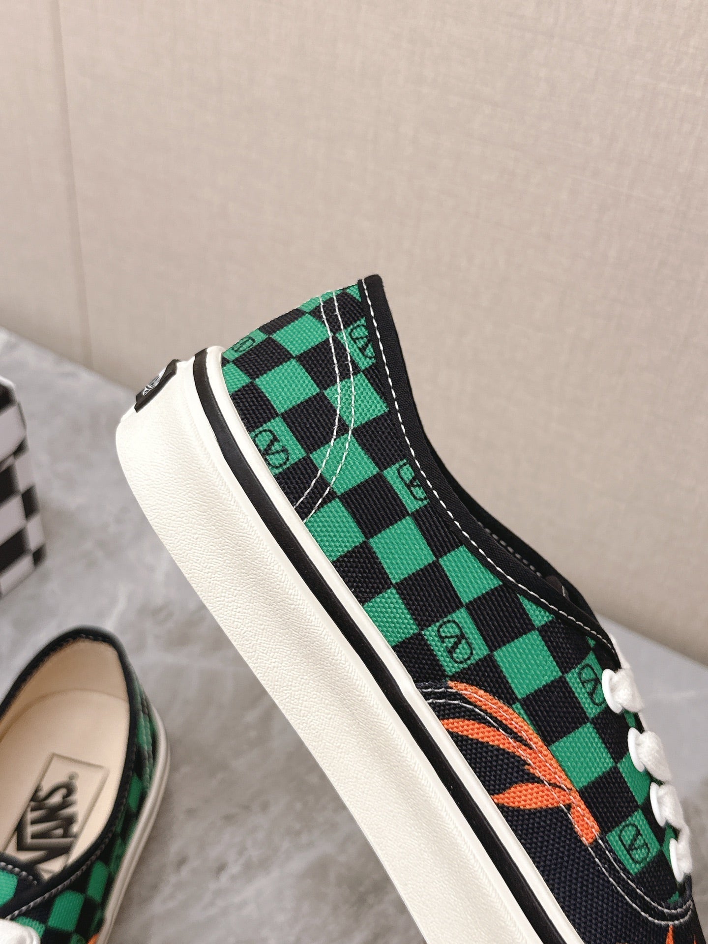 VALENTINO 25S GARAVANI X VANS SNEAKERS IN GREEN MIX BLACK CANVAS - 35