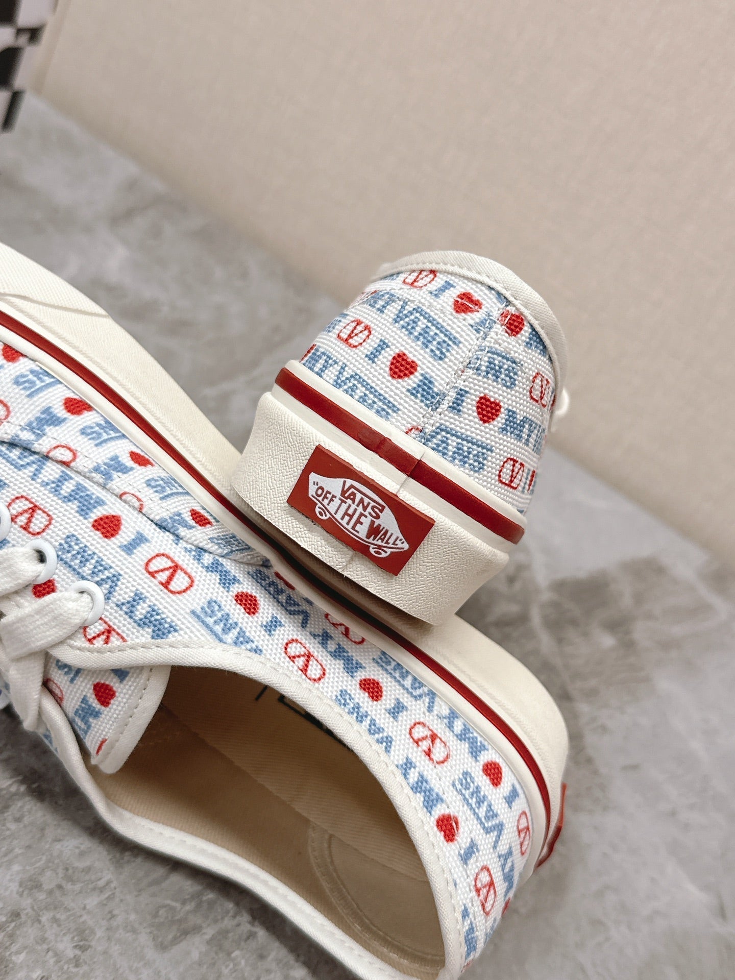 VALENTINO 25S GARAVANI X VANS SNEAKERS IN WHITE MIX BLUE CANVAS - 35