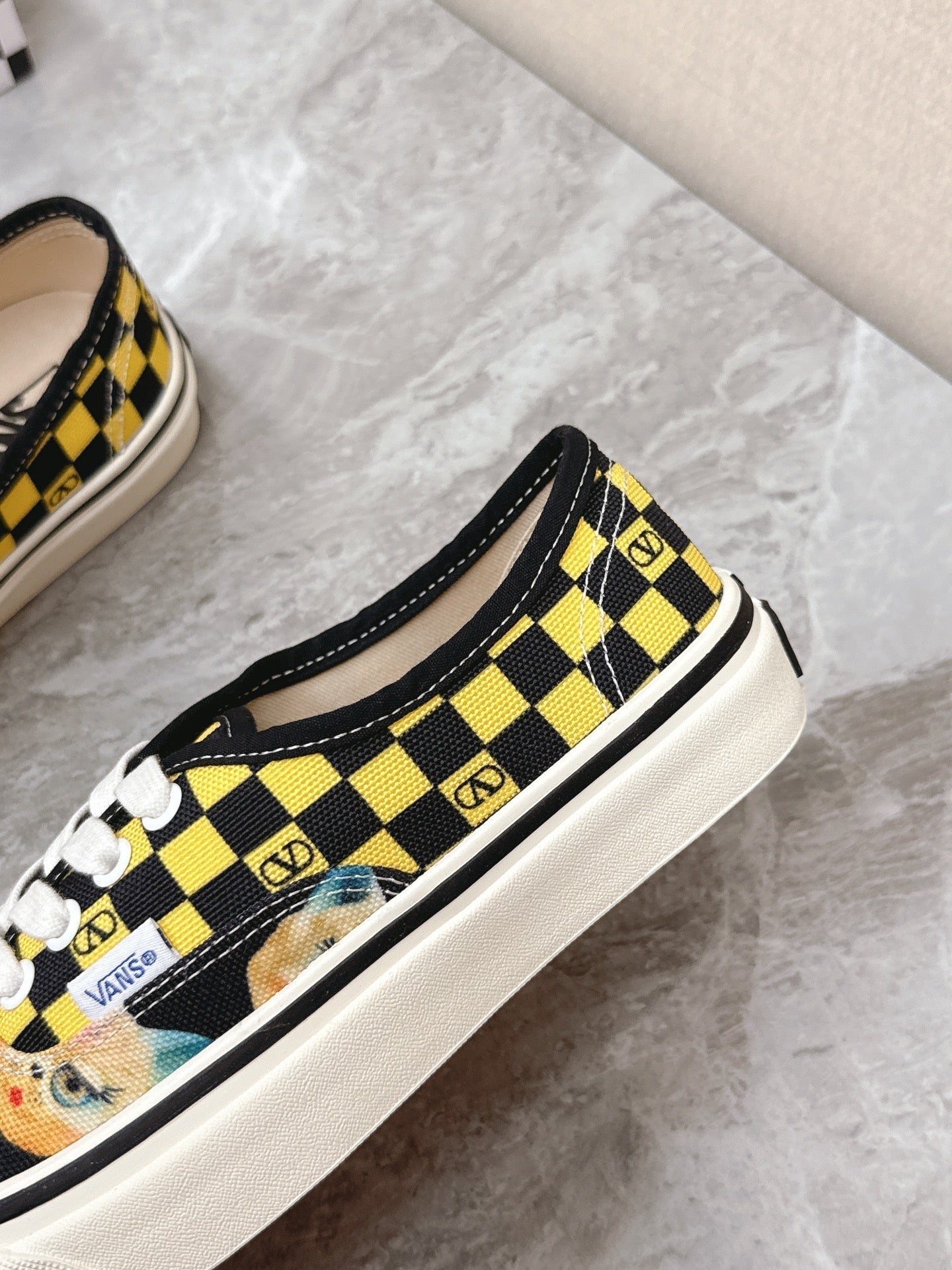 VALENTINO 25S GARAVANI X VANS SNEAKERS IN YELLOW MIX BLACK CANVAS - 35