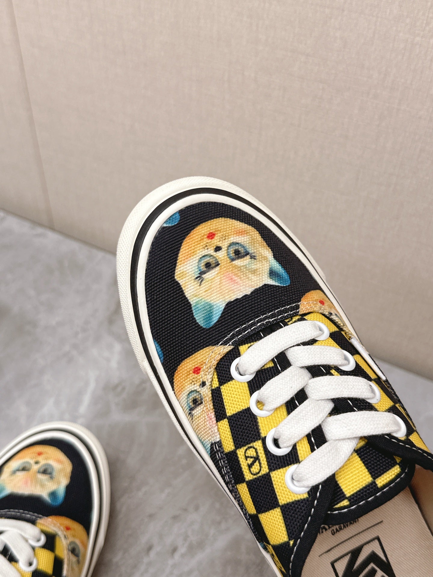 VALENTINO 25S GARAVANI X VANS SNEAKERS IN YELLOW MIX BLACK CANVAS - 35