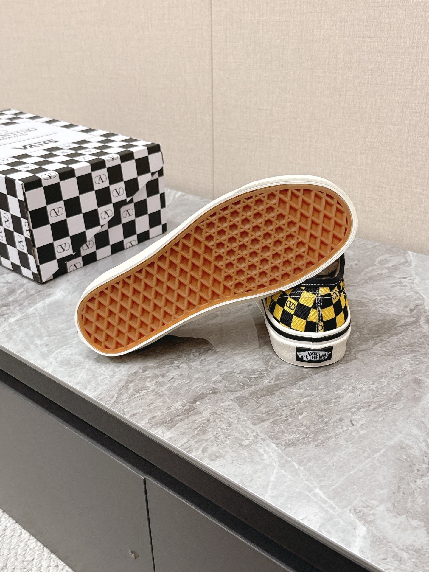 VALENTINO 25S GARAVANI X VANS SNEAKERS IN YELLOW MIX BLACK CANVAS - 35