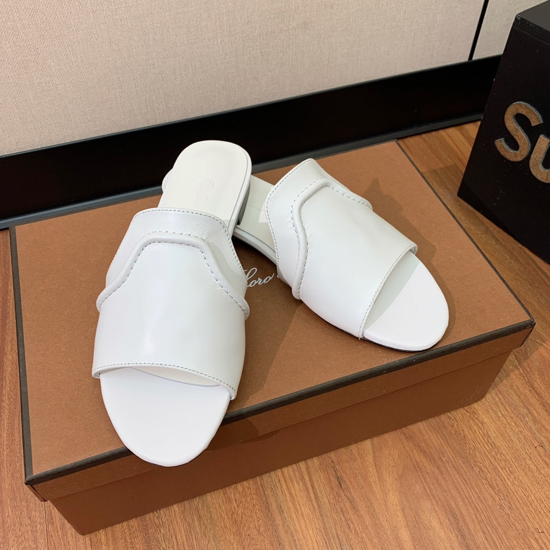 LP HIGHT TOP FLAT SLIPPERS WHITE CALFSKIN - 35