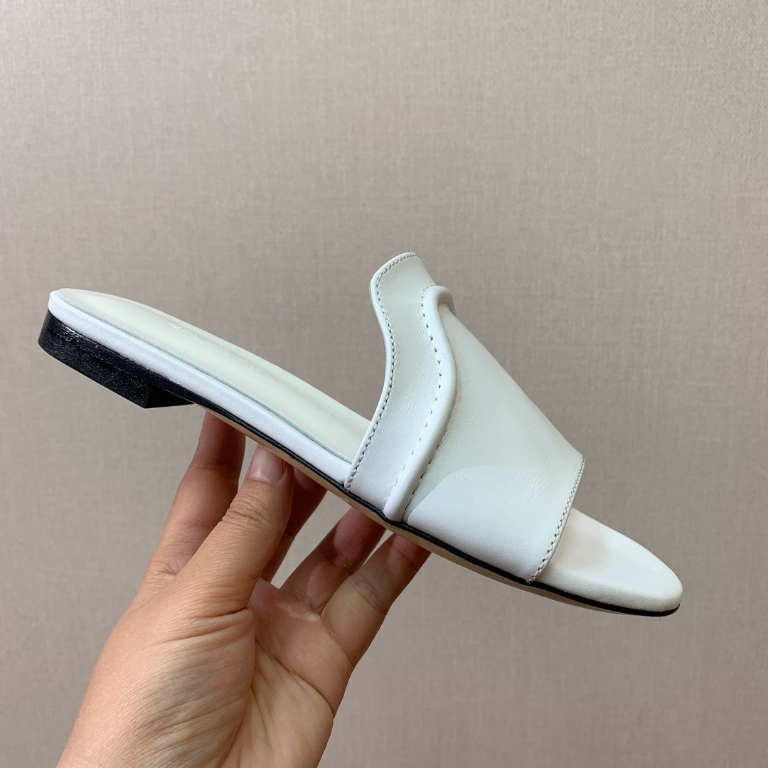 LP HIGHT TOP FLAT SLIPPERS WHITE CALFSKIN - 35