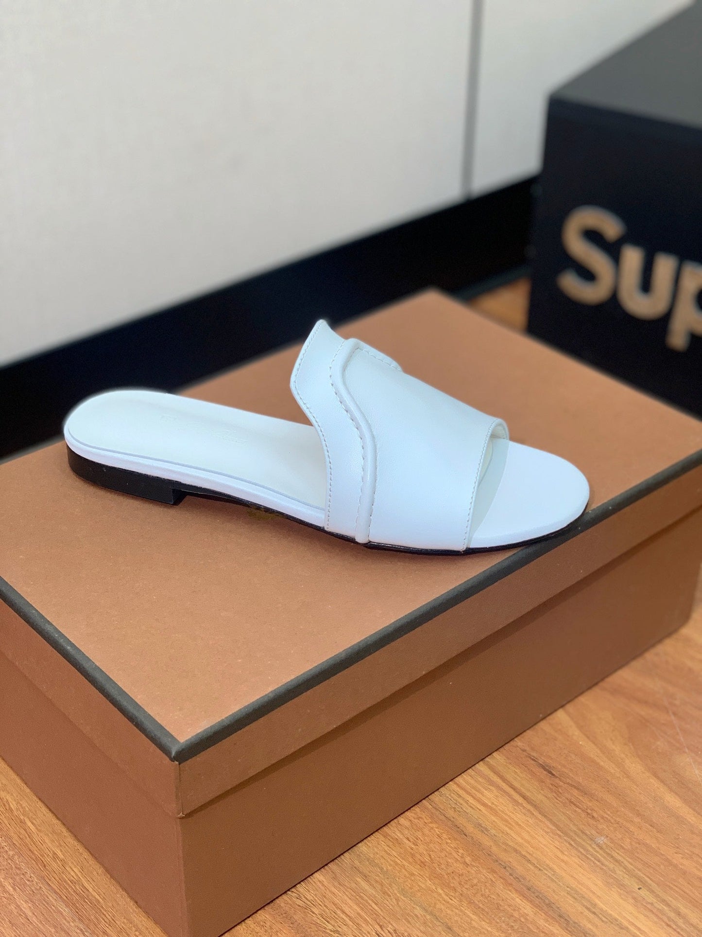 LP HIGHT TOP FLAT SLIPPERS WHITE CALFSKIN - 35