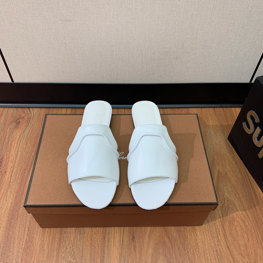 LP HIGHT TOP FLAT SLIPPERS WHITE CALFSKIN - 35